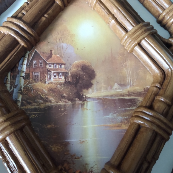 Homco Diamond shape faux wicker wall plaques - Picture 6 of 8